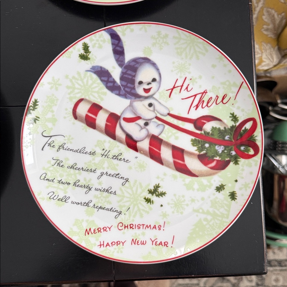 Rosanna “Happy Christmas” Vintage Style Coupe Plates (Set of 4) New in Box NIB - Picture 4 of 7